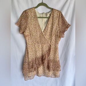 Altrd State Ruffle Trim Faux Wrap Dress Floral size Large